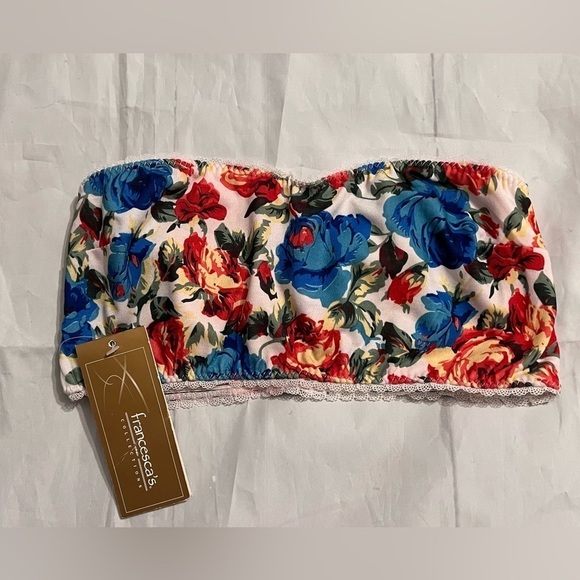 Women’s floral Crop Tube Top Bra Strapless Bikini top Francesca’s Collection NWT - Picture 1 of 5